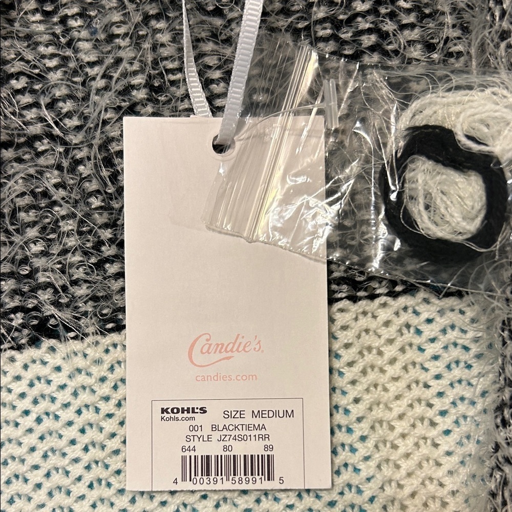 Candie’s Women's Gray and White Open Front Sweater Size Medium - Picture 5 of 7
